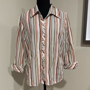 Dress Barn Striped Button-Up Shirt